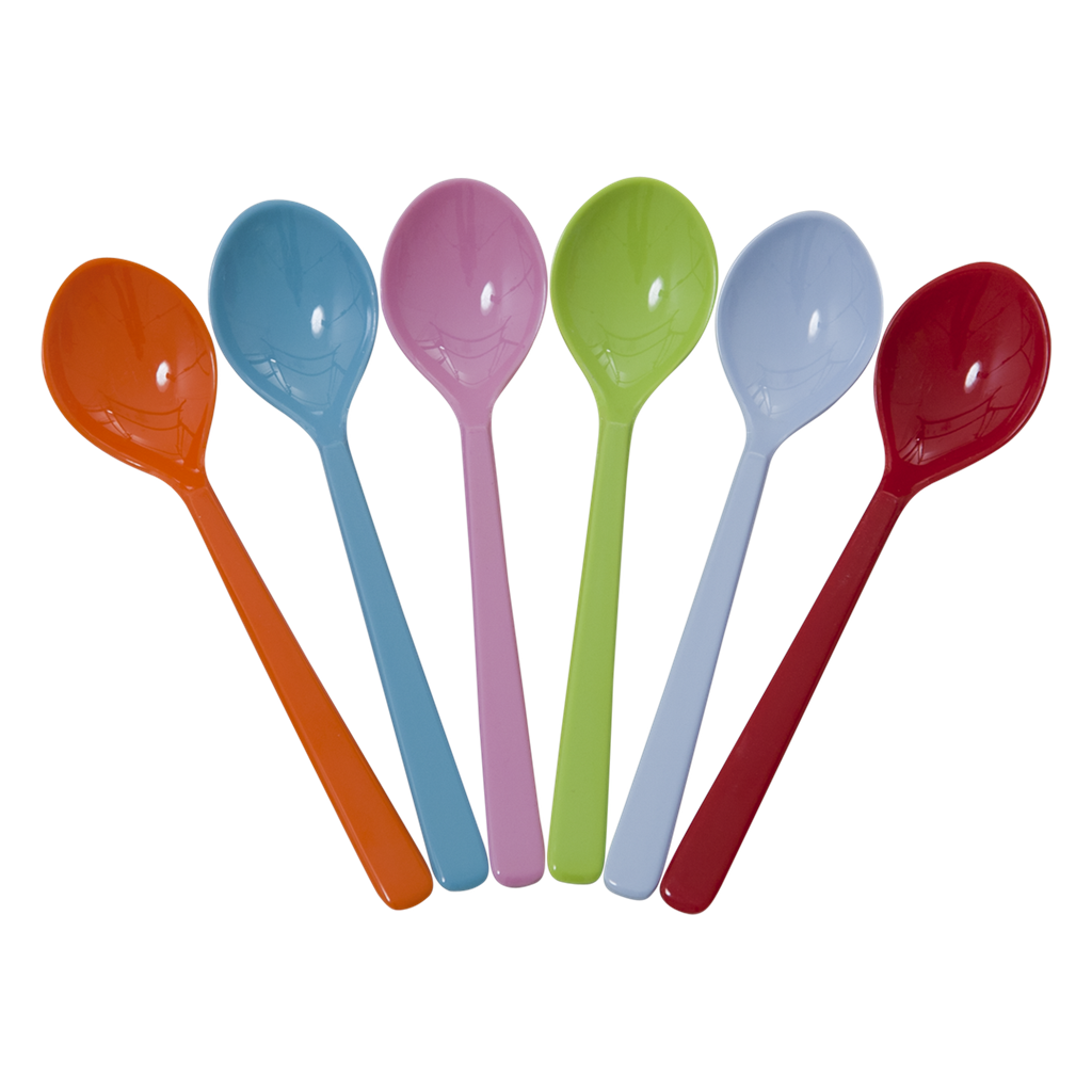 Set of 6 Bright Coloured Melamine Spoons Rice DK Vibrant Home